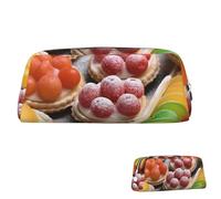 SDTYKHJ Federmäppchen, frische süße Torten, große Bleistifttasche, tragbare Münztasche, ästhetische Kosmetiktasche, Leder, Make-up-Tasche, silber, Einheitsgröße