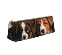 SDTYKHJ Federmäppchen für Welpen, Hunde, Haustiere, Tiere, große Bleistifttasche, tragbare Münztasche, ästhetische Kosmetiktasche, Leder, Make-up-Tasche