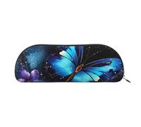 SDTYKHJ Federmäppchen, Galaxie, blauer Schmetterling, großes Federmäppchen, tragbare Münztasche, ästhetische Kosmetiktasche, Leder, Make-up-Tasche, silber, Einheitsgröße