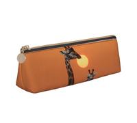 SDTYKHJ Federmäppchen, Giraffe bei Sonnenuntergang, großes Federmäppchen, tragbar, Münztasche, ästhetische Kosmetiktasche, Leder, Make-up-Tasche