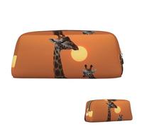 SDTYKHJ Federmäppchen, Giraffe bei Sonnenuntergang, großes Federmäppchen, tragbar, Münztasche, ästhetische Kosmetiktasche, Leder, Make-up-Tasche, Gold, Einheitsgröße