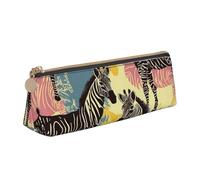 SDTYKHJ Federmäppchen, Giraffe und Zebra, große Bleistifttasche, tragbare Münztasche, ästhetische Kosmetiktasche, Leder, Make-up-Tasche