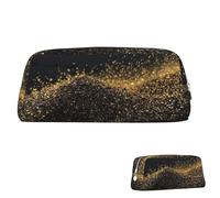 SDTYKHJ Federmäppchen Gold Schwarz Sand Große Bleistifttasche Tragbare Münztasche Ästhetische Kosmetiktasche Leder Make-up Tasche, silber, Einheitsgröße