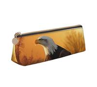 SDTYKHJ Federmäppchen Golden Sunset Weißkopfseeadler großes Federmäppchen tragbare Münztasche ästhetische Kosmetiktasche Leder Make-up-Tasche