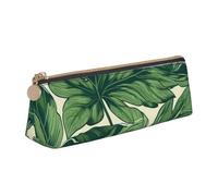 SDTYKHJ Federmäppchen, grünes Blattwerk, botanisch, großes Federmäppchen, tragbar, Münztasche, ästhetische Kosmetiktasche, Leder, Make-up-Tasche