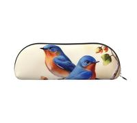 SDTYKHJ Federmäppchen Happy Bluebirds Big Pencil Bag Portable Coin Pouch Ästhetische Kosmetiktasche Leder Make-up Tasche, silber, Einheitsgröße