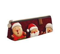 SDTYKHJ Federmäppchen "Happy Christmas", großes Federmäppchen, tragbare Münztasche, ästhetische Kosmetiktasche, Leder, Make-up-Tasche