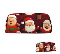 SDTYKHJ Federmäppchen "Happy Christmas", großes Federmäppchen, tragbare Münztasche, ästhetische Kosmetiktasche, Leder, Make-up-Tasche