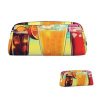 SDTYKHJ Federmäppchen Happy Hour Big Pencil Bag Tragbare Münztasche Ästhetische Kosmetiktasche Leder Make-up Tasche, silber, Einheitsgröße