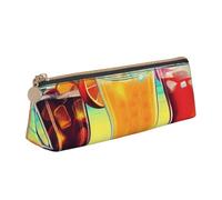 SDTYKHJ Federmäppchen Happy Hour Big Pencil Bag Tragbare Münztasche Ästhetische Kosmetiktasche Leder Make-up Tasche