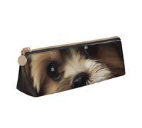 SDTYKHJ Federmäppchen, kleiner Hund, großes Federmäppchen, tragbare Münztasche, ästhetische Kosmetiktasche, Leder, Make-up-Tasche