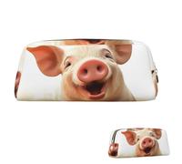 SDTYKHJ Federmäppchen, lächelnd, groß, tragbar, Münztasche, ästhetische Kosmetiktasche, Leder, Make-up-Tasche, Gold, Einheitsgröße