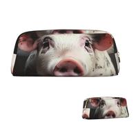 SDTYKHJ Federmäppchen, lächelnd, groß, tragbar, Münztasche, ästhetische Kosmetiktasche, Leder, Make-up-Tasche, Gold, One Size