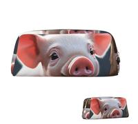 SDTYKHJ Federmäppchen, lächelnd, groß, tragbar, Münztasche, ästhetische Kosmetiktasche, Leder, Make-up-Tasche, Gold, Einheitsgröße