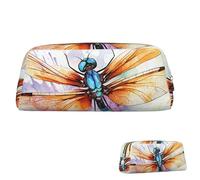 SDTYKHJ Federmäppchen Libelle Aquarell Malerei Große Bleistifttasche Tragbare Münztasche Ästhetische Kosmetiktasche Leder Make-up Tasche