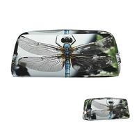 SDTYKHJ Federmäppchen Libelle, großes Federmäppchen, tragbar, Münztasche, ästhetische Kosmetiktasche, Leder, Make-up-Tasche, silber, Einheitsgröße