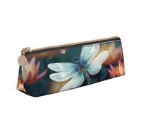 SDTYKHJ Federmäppchen Libelle mit Seerose, großes Federmäppchen, tragbare Münztasche, ästhetische Kosmetiktasche, Leder, Make-up-Tasche