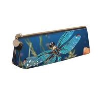 SDTYKHJ Federmäppchen Libelle und Blume, großes Federmäppchen, tragbar, Münztasche, ästhetische Kosmetiktasche, Leder, Make-up-Tasche