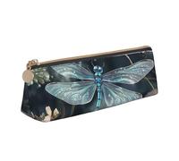 SDTYKHJ Federmäppchen Libellen-Blume, großes Federmäppchen, tragbar, Münztasche, ästhetische Kosmetiktasche, Leder, Make-up-Tasche