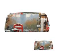 SDTYKHJ Federmäppchen London Impression Big Pencil Bag Tragbare Münztasche Ästhetische Kosmetiktasche Leder Make-up Tasche, silber, Einheitsgröße