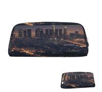 SDTYKHJ Federmäppchen Los Angeles Skyline Big Pencil Bag Tragbare Münztasche Ästhetische Kosmetiktasche Leder Make-up Tasche