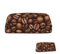 SDTYKHJ Federmäppchen, lustig, geröstete Kaffeebohnen, große Bleistifttasche, tragbare Münztasche, ästhetische Kosmetiktasche, Leder, Make-up-Tasche, Gold, Einheitsgröße