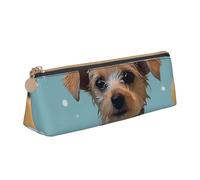 SDTYKHJ Federmäppchen, lustiger Hund in der Badewanne, große Bleistifttasche, tragbare Münztasche, ästhetische Kosmetiktasche, Leder, Make-up-Tasche