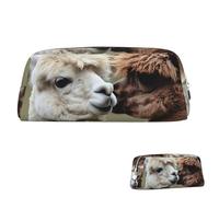 SDTYKHJ Federmäppchen, lustiges Alpaka, großes Federmäppchen, tragbare Münztasche, ästhetische Kosmetiktasche, Leder, Make-up-Tasche, silber, Einheitsgröße