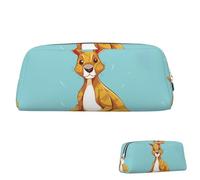 SDTYKHJ Federmäppchen, lustiges Cartoon-Känguru-Zoo, großes Federmäppchen, tragbare Münztasche, ästhetische Kosmetiktasche, Leder, Make-up-Tasche, silber, Einheitsgröße