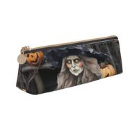 SDTYKHJ Federmäppchen, lustiges Halloween-Dekor, Hexe, großes Federmäppchen, tragbare Münztasche, ästhetische Kosmetiktasche, Leder, Make-up-Tasche