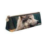 SDTYKHJ Federmäppchen, lustiges Tier, Wolf, großes Federmäppchen, tragbar, Münztasche, ästhetische Kosmetiktasche, Leder, Make-up-Tasche