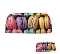SDTYKHJ Federmäppchen, Macaron-Keksgeschmack, großes Federmäppchen, tragbar, Münztasche, ästhetische Kosmetiktasche, Leder, Make-up-Tasche, gold, One Size