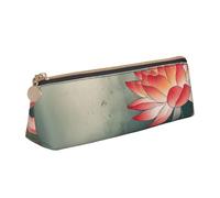 SDTYKHJ Federmäppchen mit Blume und Libelle, großes Federmäppchen, tragbar, Münztasche, ästhetische Kosmetiktasche, Leder, Make-up-Tasche