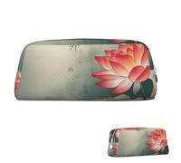 SDTYKHJ Federmäppchen mit Blume und Libelle, großes Federmäppchen, tragbar, Münztasche, ästhetische Kosmetiktasche, Leder, Make-up-Tasche, silber, Einheitsgröße