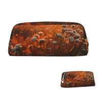 SDTYKHJ Federmäppchen mit Blumen im Sonnenuntergang, großes Federmäppchen, tragbare Münztasche, ästhetische Kosmetiktasche, Leder, Make-up-Tasche, Silber, One Size