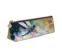 SDTYKHJ Federmäppchen mit fliegenden Libellen, Lilien, Blumen, großes Federmäppchen, tragbare Münztasche, ästhetische Kosmetiktasche, Leder, Make-up-Tasche