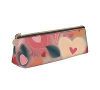 SDTYKHJ Federmäppchen mit Herzen und Blumen, großes Federmäppchen, tragbar, Münztasche, ästhetische Kosmetiktasche, Leder, Make-up-Tasche