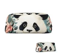 SDTYKHJ Federmäppchen mit hübschem Panda-Druck, großes Federmäppchen, tragbar, Münztasche, ästhetische Kosmetiktasche, Leder, Make-up-Tasche