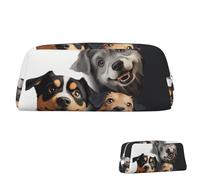 SDTYKHJ Federmäppchen mit lustigem Welpen-Motiv, großes Federmäppchen, tragbare Münztasche, ästhetische Kosmetiktasche, Leder, Make-up-Tasche, silber, Einheitsgröße