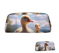 SDTYKHJ Federmäppchen mit niedlichem Gänsemotiv, tragbar, Kosmetiktasche, Kosmetiktasche, Leder, Make-up-Tasche, Gold, One Size