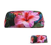 SDTYKHJ Federmäppchen mit tropischen Pflanzen, großes Federmäppchen, tragbare Münztasche, ästhetische Kosmetiktasche, Leder, Make-up-Tasche, Silber, One Size