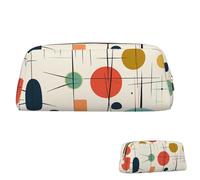 SDTYKHJ Federmäppchen, modern, Mitte des Jahrhunderts, großes Federmäppchen, tragbare Münztasche, ästhetische Kosmetiktasche, Leder, Make-up-Tasche, Gold, Einheitsgröße