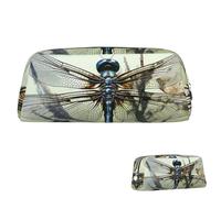 SDTYKHJ Federmäppchen, modernes Libellen-Design, groß, tragbar, Münztasche, ästhetische Kosmetiktasche, Leder, Make-up-Tasche, silber, Einheitsgröße