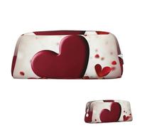 SDTYKHJ Federmäppchen, Motiv: Herzen mit Liebe, großes Federmäppchen, tragbare Münztasche, ästhetische Kosmetiktasche, Leder, Make-up-Tasche, Silber, One Size