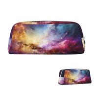 SDTYKHJ Federmäppchen, Motiv: Nebel und Galaxie im Universum, großes Federmäppchen, tragbare Münztasche, ästhetische Kosmetiktasche, Leder, Make-up-Tasche, silber, Einheitsgröße