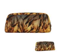 SDTYKHJ Federmäppchen, Nachtbraun, Weizen, großes Federmäppchen, tragbare Münztasche, ästhetische Kosmetiktasche, Leder, Make-up-Tasche, Gold, Einheitsgröße