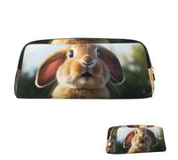 SDTYKHJ Federmäppchen, niedlich, lustig, Kaninchen, groß, tragbar, Münztasche, ästhetische Kosmetiktasche, Leder, Make-up-Tasche, Gold, Einheitsgröße