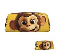 SDTYKHJ Federmäppchen, niedlich, lustig, Tier, Affe, Banane, große Bleistifttasche, tragbare Münztasche, ästhetische Kosmetiktasche, Leder, Make-up-Tasche, silber, Einheitsgröße