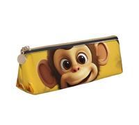 SDTYKHJ Federmäppchen, niedlich, lustig, Tier, Affe, Banane, große Bleistifttasche, tragbare Münztasche, ästhetische Kosmetiktasche, Leder, Make-up-Tasche