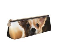 SDTYKHJ Federmäppchen, niedlicher Chihuahua, groß, tragbar, Münztasche, ästhetische Kosmetiktasche, Leder, Make-up-Tasche